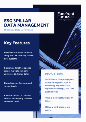 Forefront Future ESG 3Pillar Data Management Investment Screening