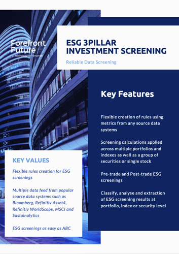 Forefront Future ESG 3Pillar Data Management Investment Screening